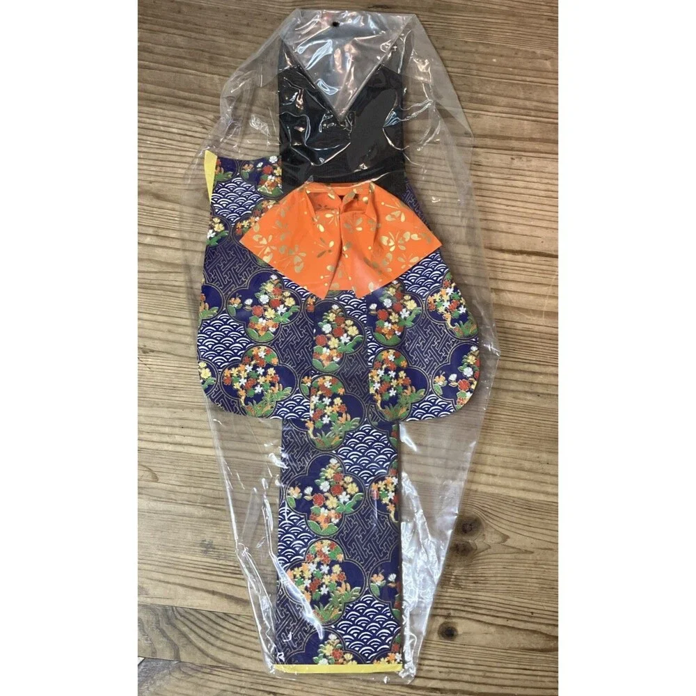 VTG JAPANESE Handmade Saranoki Geisha Blue Kimono Girl Washi Paper Doll NEW 19in